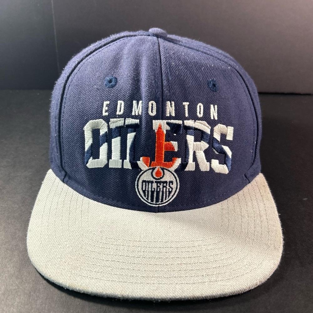 adidas Edmonton Oilers Navy and Gray Snapback Hat
